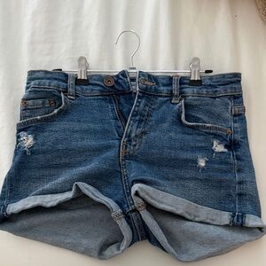 Bershka Distressed Blue Jean Shorts